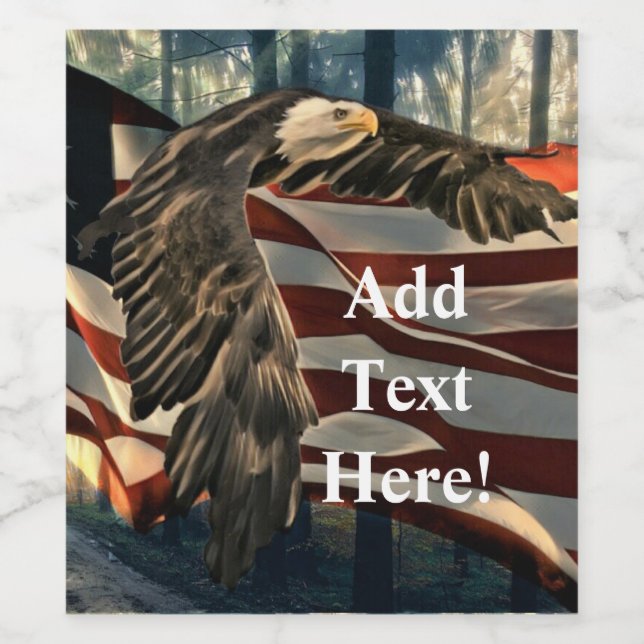American Flag Bald Eagle Weinetikett (Einzelnes Label)