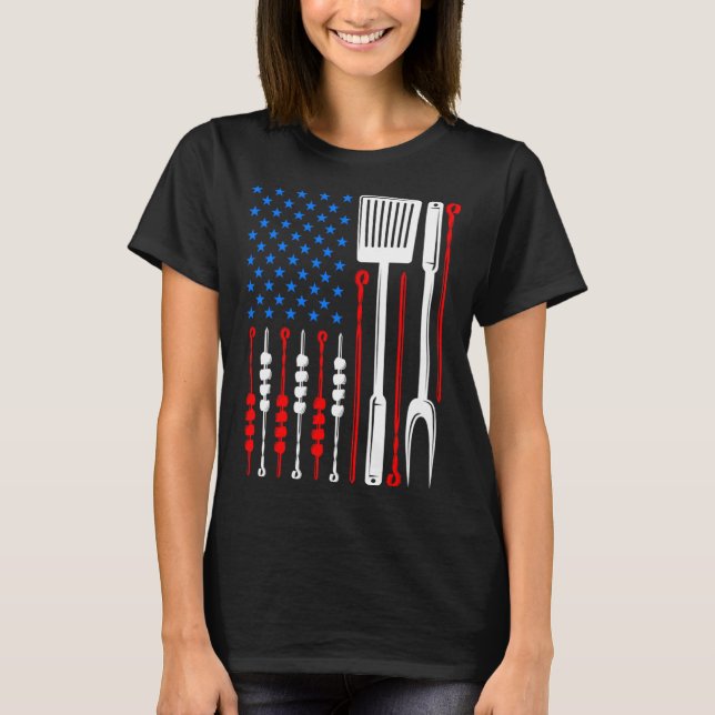American Flag Barbecue Son Dad Husband Fathers Day T-Shirt (Vorderseite)