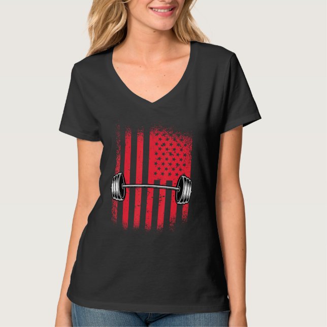 American Flag Barbell T-Shirt (Vorderseite)