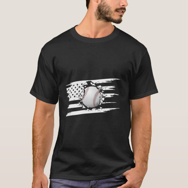 American Flag Baseball Baseball T-Shirt (Vorderseite)