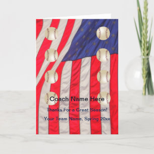 American Flag Baseball Card für die Coach Blank In Dankeskarte