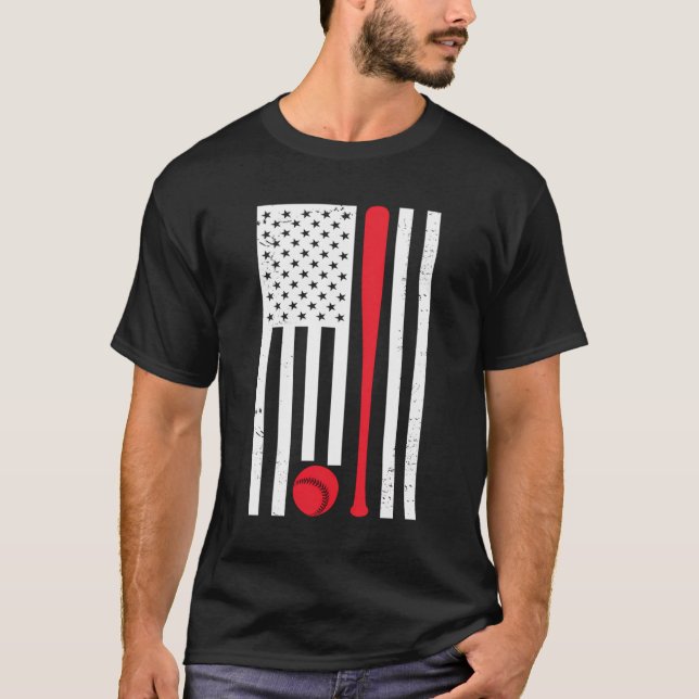 American Flag Baseball Hoodie T-Shirt (Vorderseite)