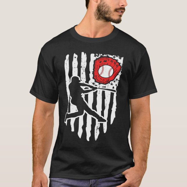 American Flag Baseball Player  1 T-Shirt (Vorderseite)