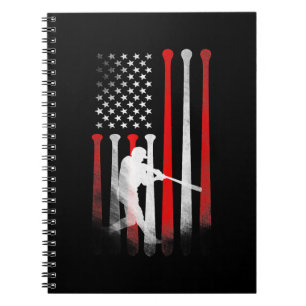 American Flag Baseball Player Flag, Vater, Mama, K Notizblock