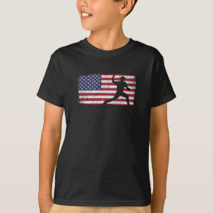 American Flag Baseball Player Pitcher Patriotic T-Shirt