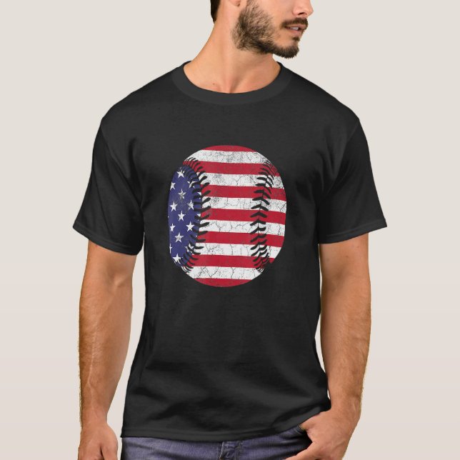 American Flag Baseball T Shirt July 4th USA Men Wo (Vorderseite)