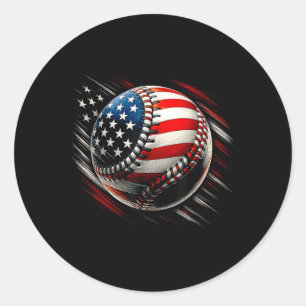 American Flag Baseball T-Shirt Usa Patriotic Indep Runder Aufkleber