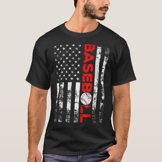 American Flag Baseball Team Geschenk Baseball Shir T-Shirt (Vorderseite)