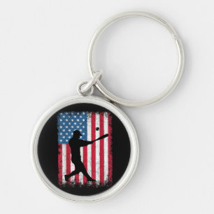American Flag Baseball Team Geschenk für Men Boys Schlüsselanhänger