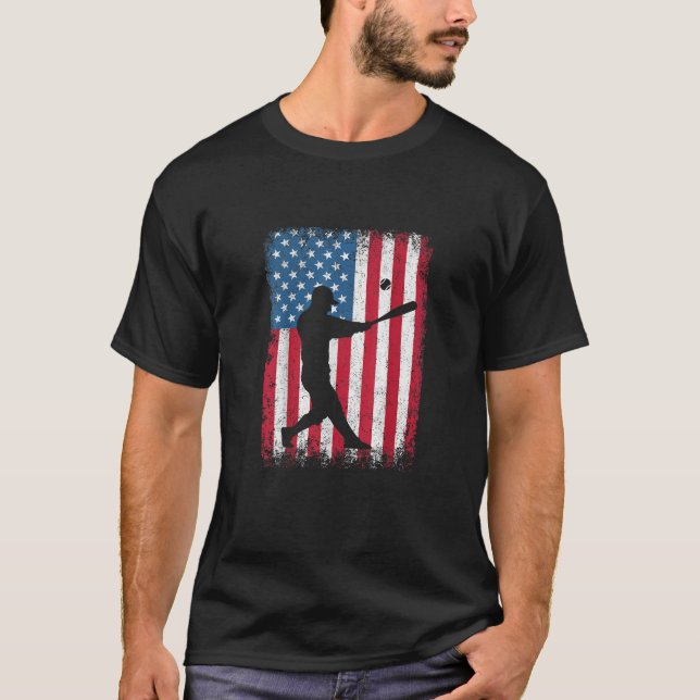 American Flag Baseball Team Geschenk für Men Boys  T-Shirt (Vorderseite)