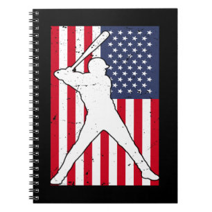 American Flag Baseball Team Geschenk Notizblock