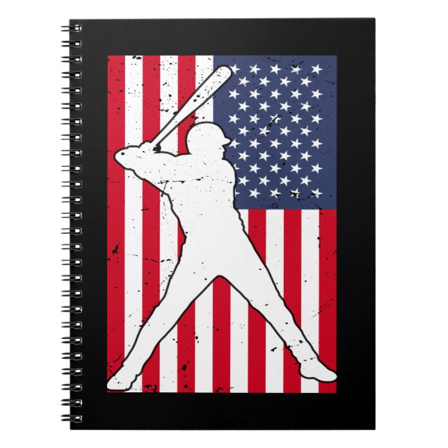 American Flag Baseball Team Geschenk Notizblock (Vorderseite)