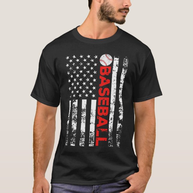 American Flag Baseball Team Geschenk T-Shirt (Vorderseite)