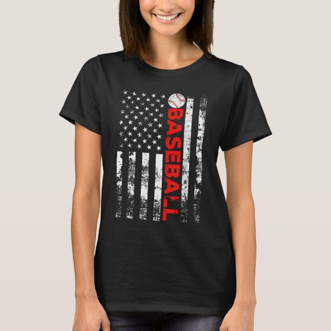 American Flag Baseball Team Geschenk T-Shirt (Vorderseite)