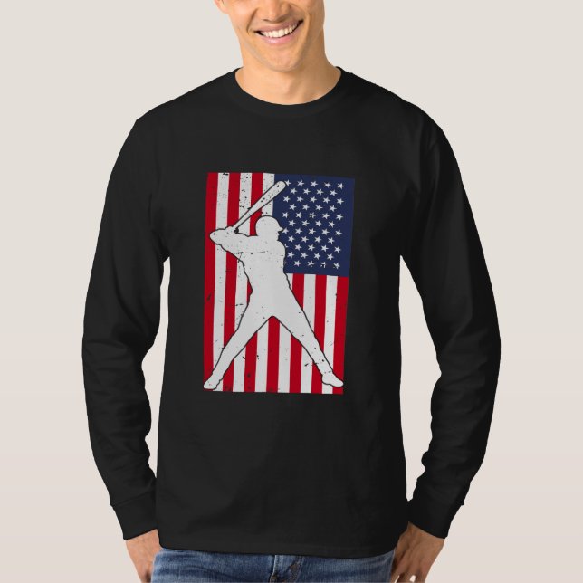 American Flag Baseball Team Geschenk T-Shirt (Vorderseite)