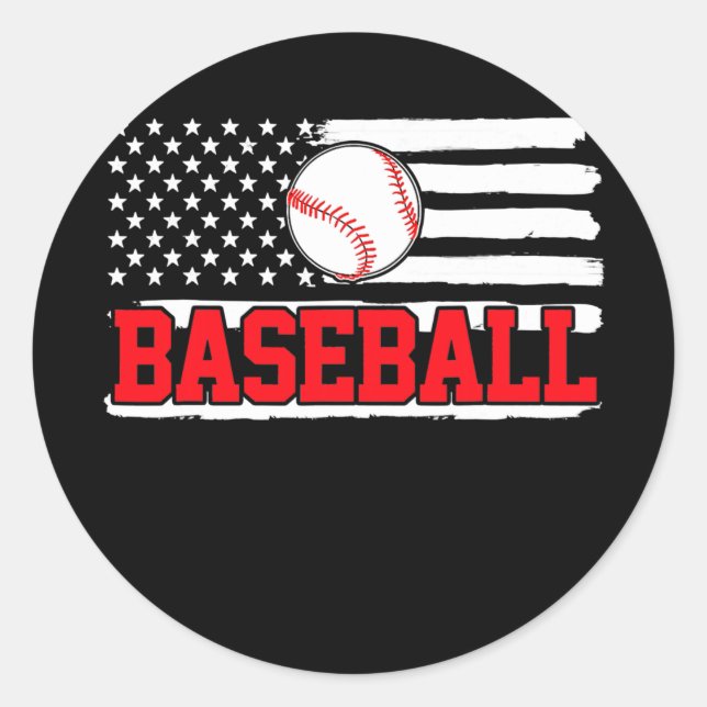 American Flag Baseball Team Geschenke Runder Aufkleber (Vorderseite)