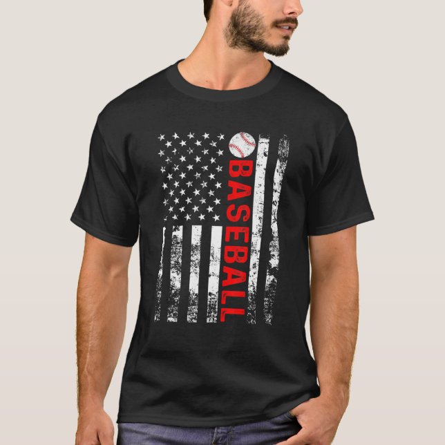 American Flag Baseball Team Gift Funny Baseball T-Shirt (Vorderseite)