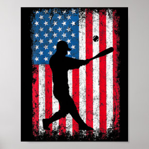 American Flag Baseball Team Männer Jungen Kinder M Poster