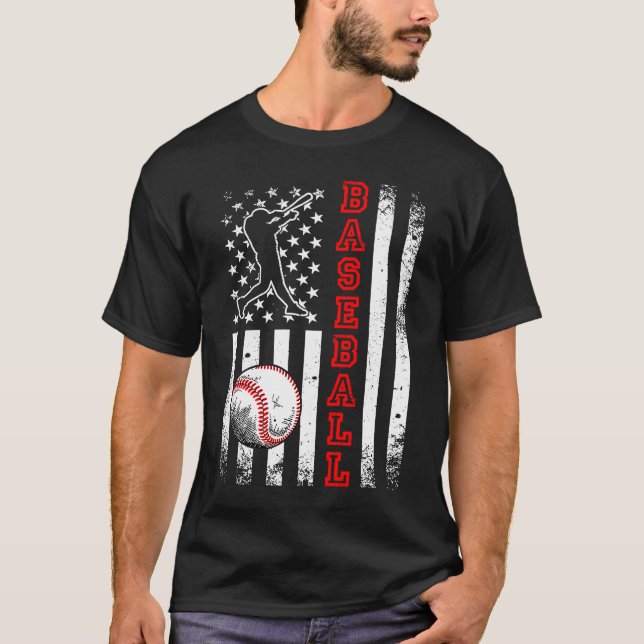 American Flag Baseball Team Vintag Baseball T-Shirt (Vorderseite)