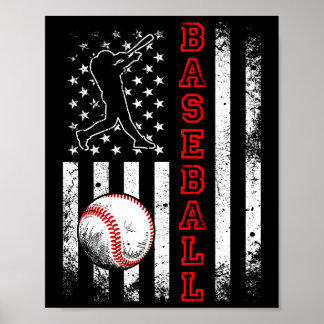 American Flag Baseball Team Vintag Funny Poster