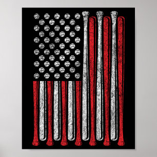 American Flag Baseball Team Vintag Funny Poster