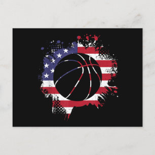 American Flag Basketball Player Feiertagspostkarte
