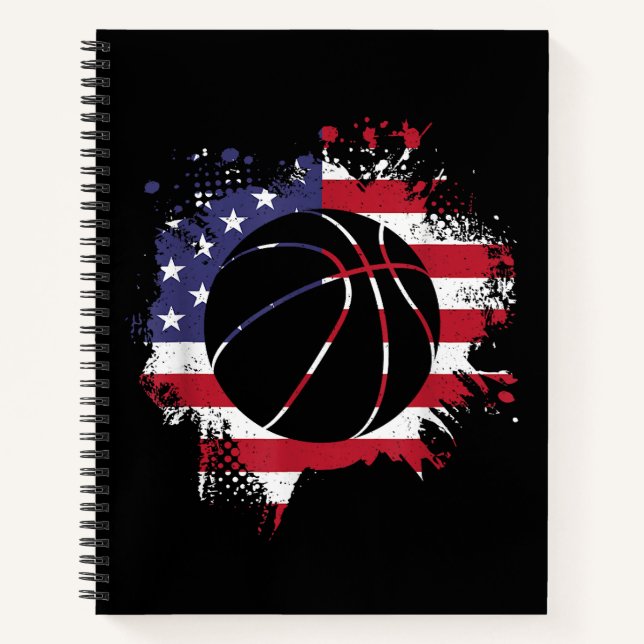 American Flag Basketball Player Notizbuch (Vorderseite)