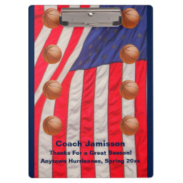 American Flag, Basketball Team Coach Danke Klemmbrett