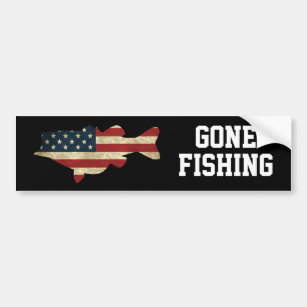American Flag Bass Gone Fishing Autoaufkleber