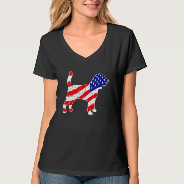 American Flag Beagle Patriotic Dog Dad Dog Mom T-Shirt (Vorderseite)