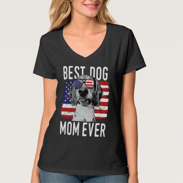 American Flag Best Dog Mom Ever Treeing Walker Coo T-Shirt (Vorderseite)