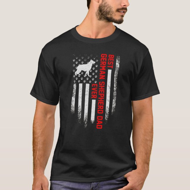 American Flag Best German Shepherd T-Shirt (Vorderseite)