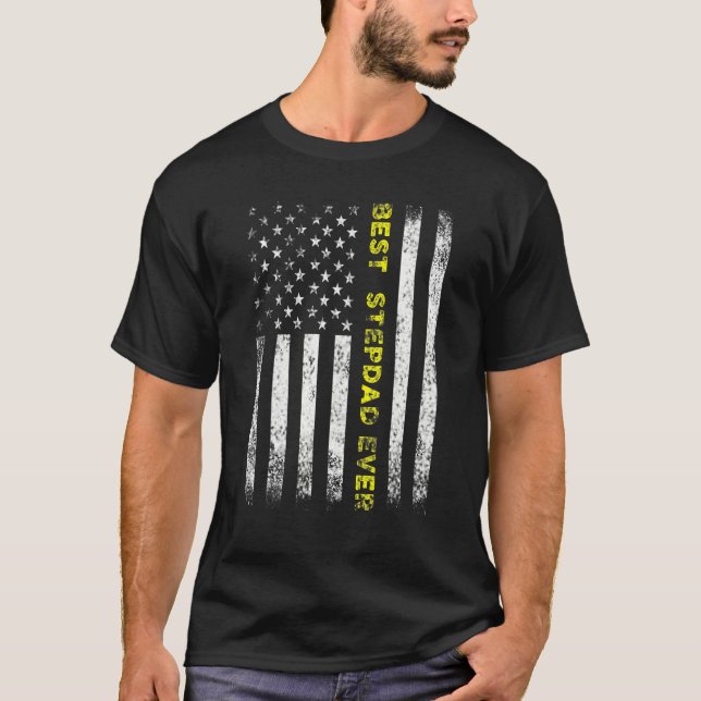 American Flag Best Stepdad Ever Fathers Day Step D T-Shirt (Vorderseite)