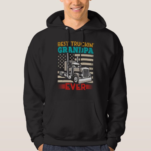 American Flag Best Truckin Grandpa US Semi Truck D Hoodie (Vorderseite)