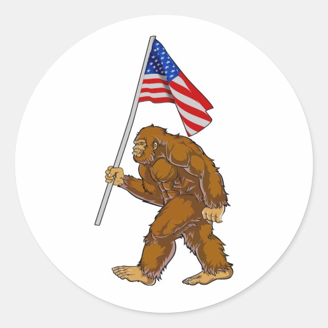 American Flag Bigfoot Runder Aufkleber (Vorderseite)
