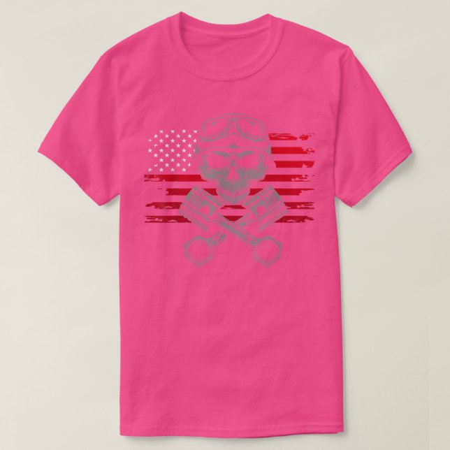 American Flag Biker Motorrad T-Shirt (Design vorne)