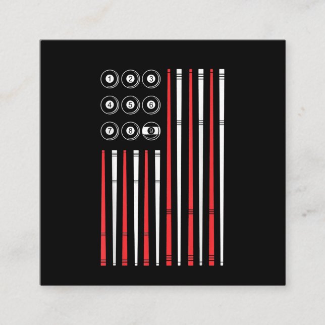 American Flag Billard Showpool Quadratische Visitenkarte (Vorderseite)