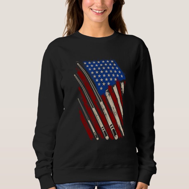 American Flag Billiard Stick Table Game USA Indepe Sweatshirt (Vorderseite)