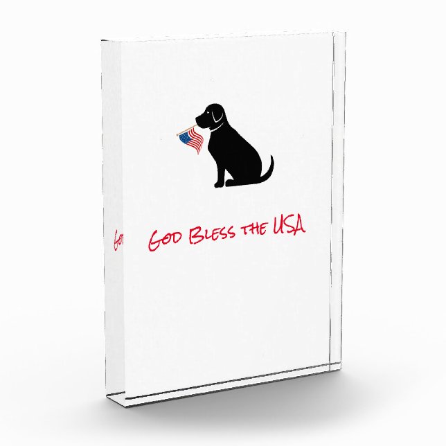 American Flag Black Lab Hunde Gott segne die USA Fotoblock (Links)