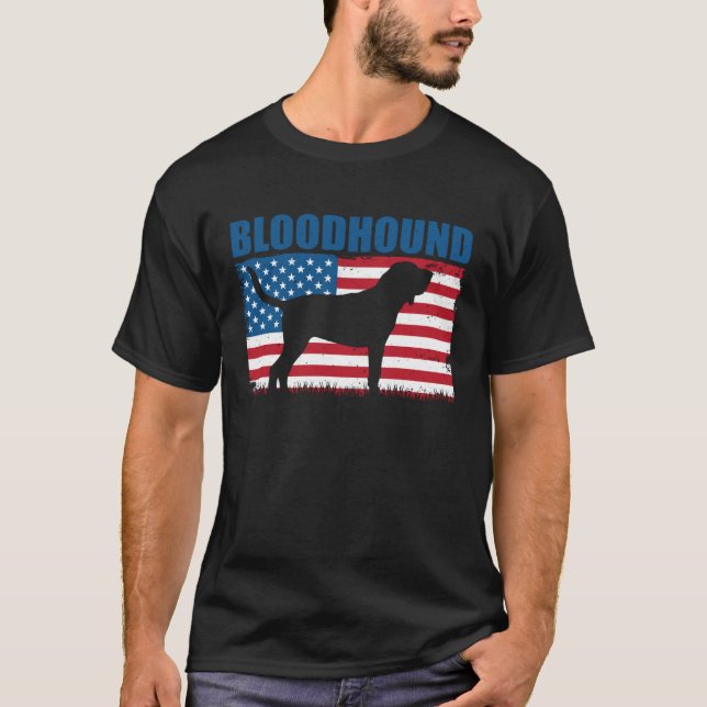 American Flag Bloodhound T-Shirt (Vorderseite)