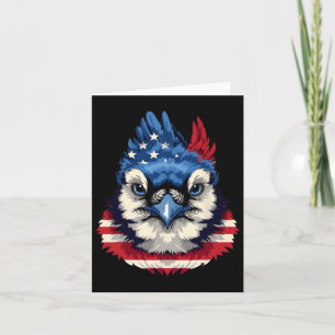 American Flag Blue Jay Patriotic Bird Face 4. Karte