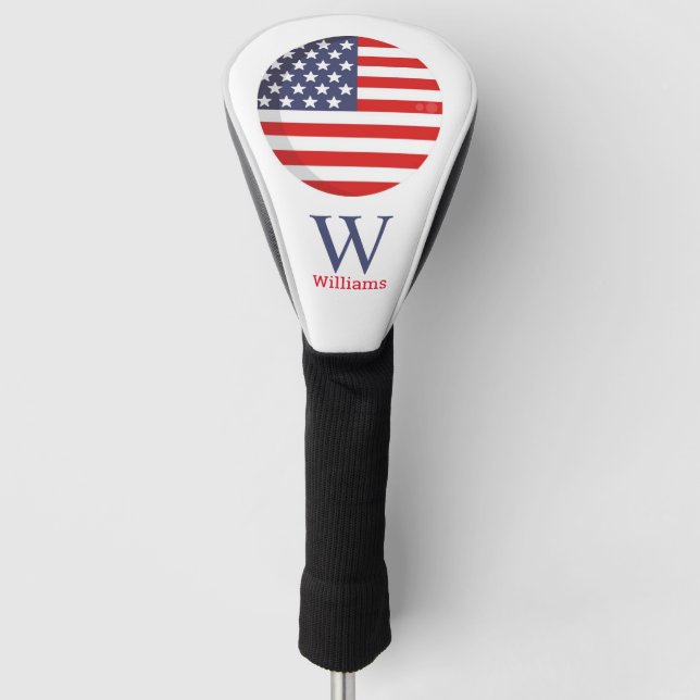 AMERICAN FLAG Blue Monogram Golf Head Cover Headcover (Vorderseite)