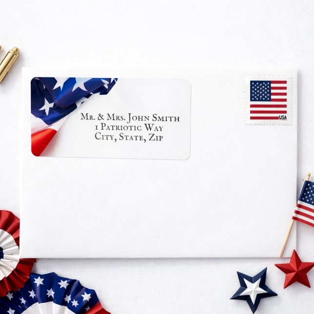 American Flag Border Return Address Label Adressaufkleber (Von Creator hochgeladen)
