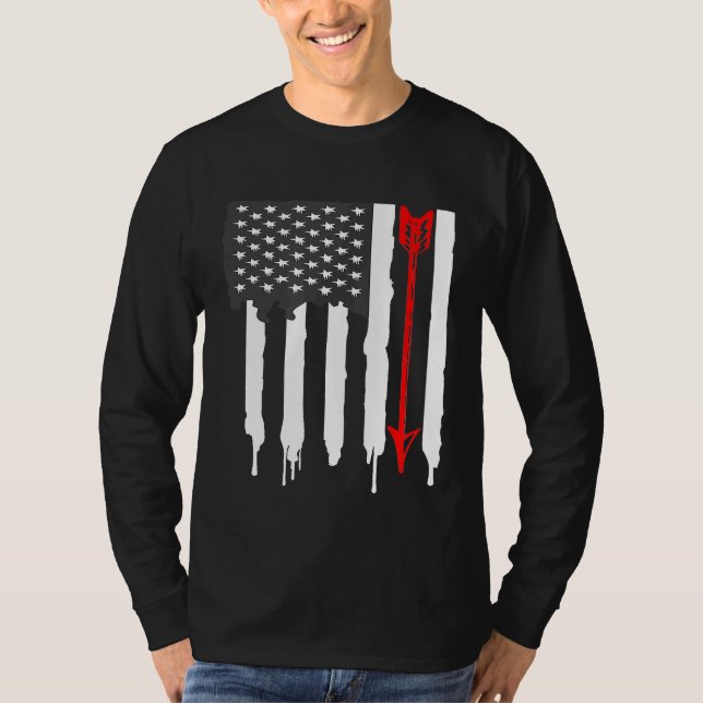 American Flag Bow Hunter Archery Arrow T-Shirt (Vorderseite)