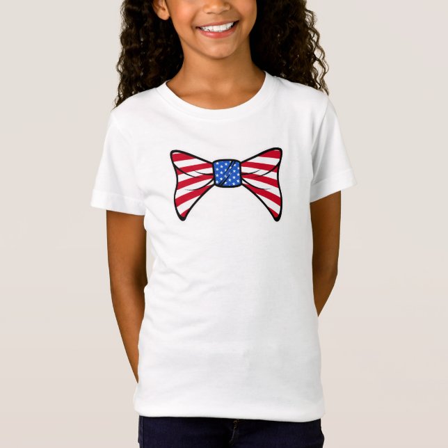 American Flag Bow Krawatte 4. Juli T-Shirt (Vorderseite)