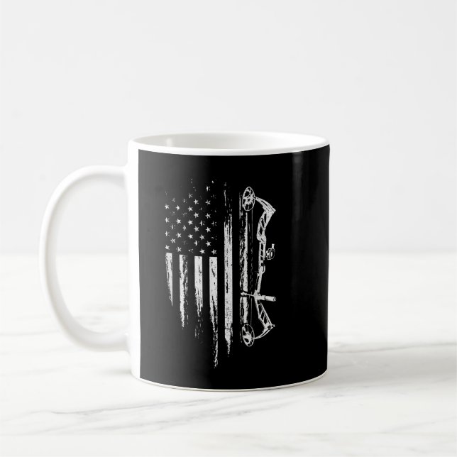 American Flag Bowhunting Bow Bogengeschenk für Hir Kaffeetasse (Links)