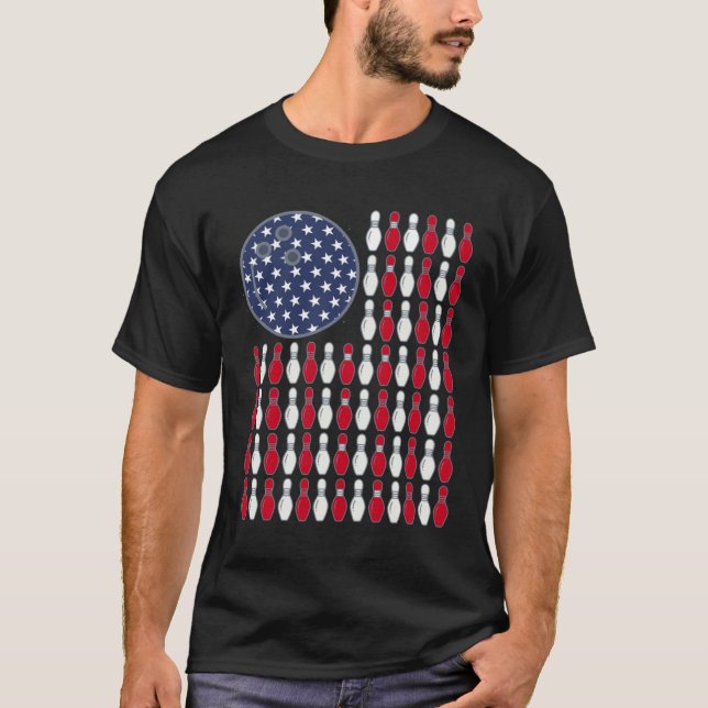 American Flag Bowling And Pin T-Shirt (Vorderseite)