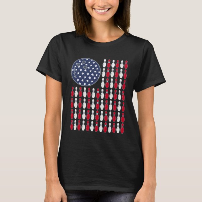 American Flag Bowling And Pin T-Shirt (Vorderseite)