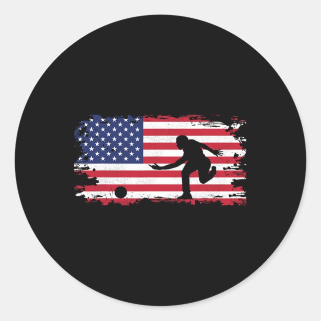 American Flag Bowling Apparel - Bowling Runder Aufkleber (Vorderseite)