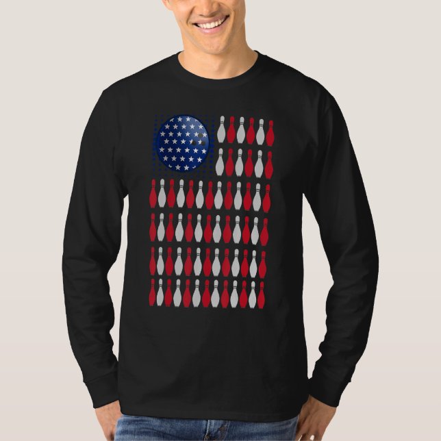 American Flag Bowling Bowler für Bowling-Team T-Shirt (Vorderseite)